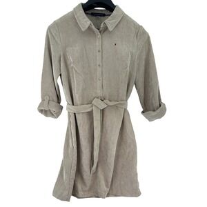 NWT Tommy Hilfiger Shirt Dress Womens Sz 10 Beige Corduroy